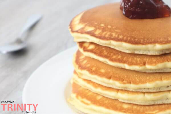 Homemade Fluffy Pancakes Served With Jam