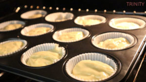 Baking the cupcakes in the oven
